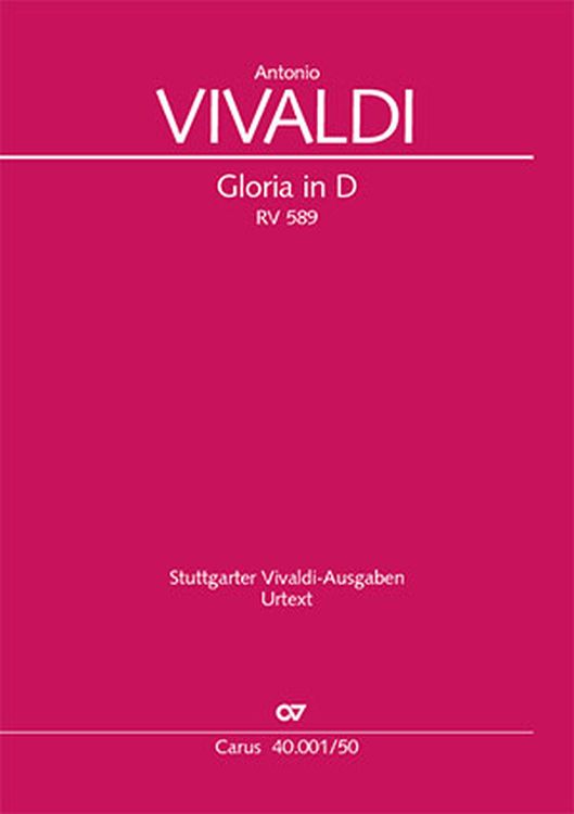 Partition Gloria En R RV 589 (Latin - Livre Ou Recueil De Musique Classique