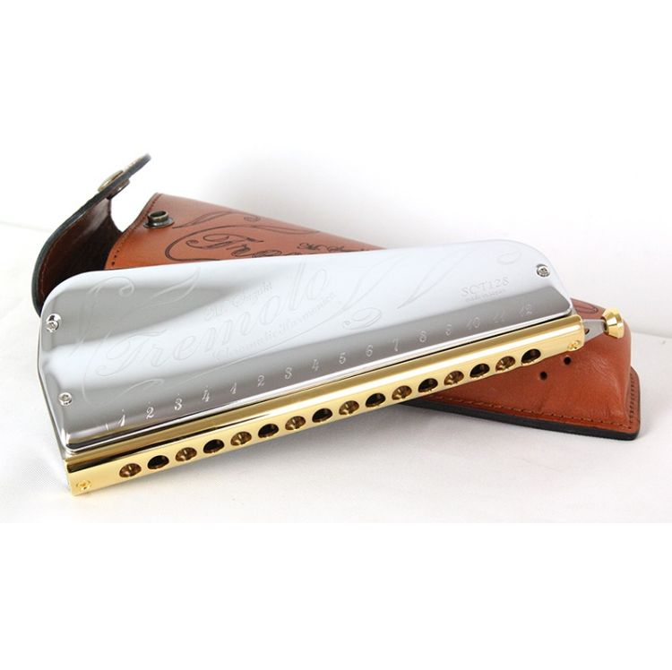 Mundharmonika Suzuki SCT 128 Chromatic Tremolo silber gold